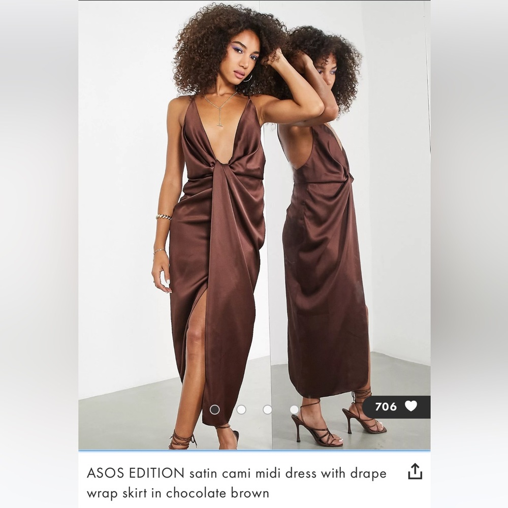 ASOS Chocolate Brown Satin Dress